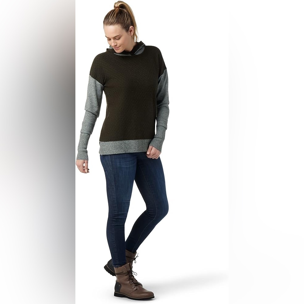 Smartwool Shadow Pine Hoodie‎ Sweater Merino Blend Black Gray Small - Picture 10 of 11